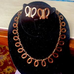 Renoir copper necklace and earrings